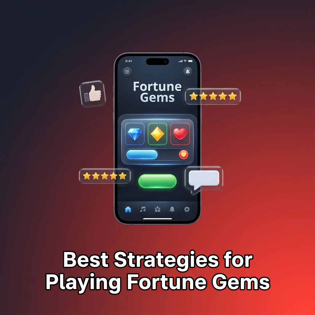 Colorful Fortune Gems slot game with gemstone symbols, representing smart betting strategies and bankroll management tips.
