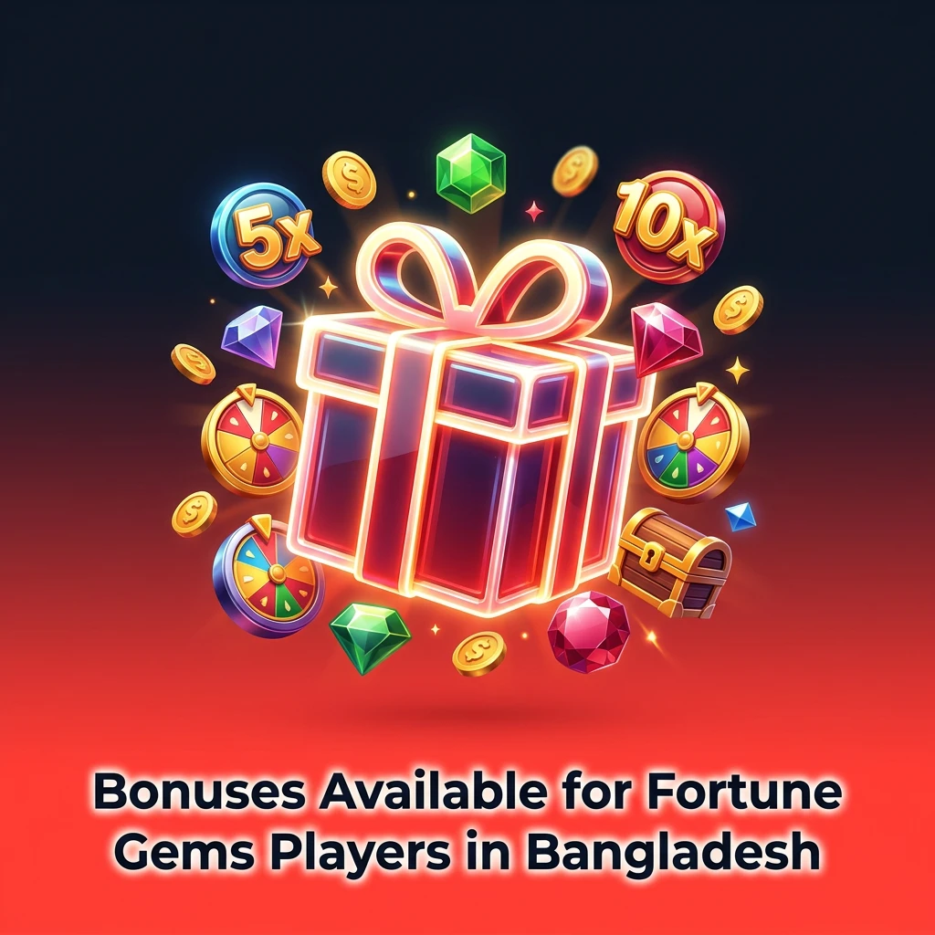 Casino bonus chips and coins representing Fortune Gems promotions available for Bangladesh players