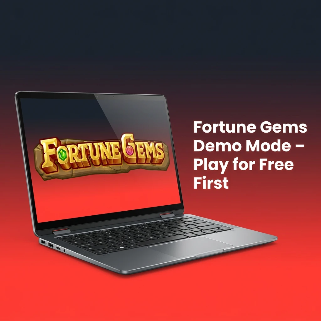 Colorful Fortune Gems slot game in free demo mode with gem symbols on grid, no real money required
