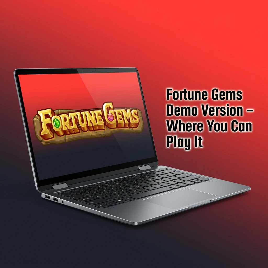 Colorful Fortune Gems slot game demo interface showing gem symbols on reels with virtual balance display
