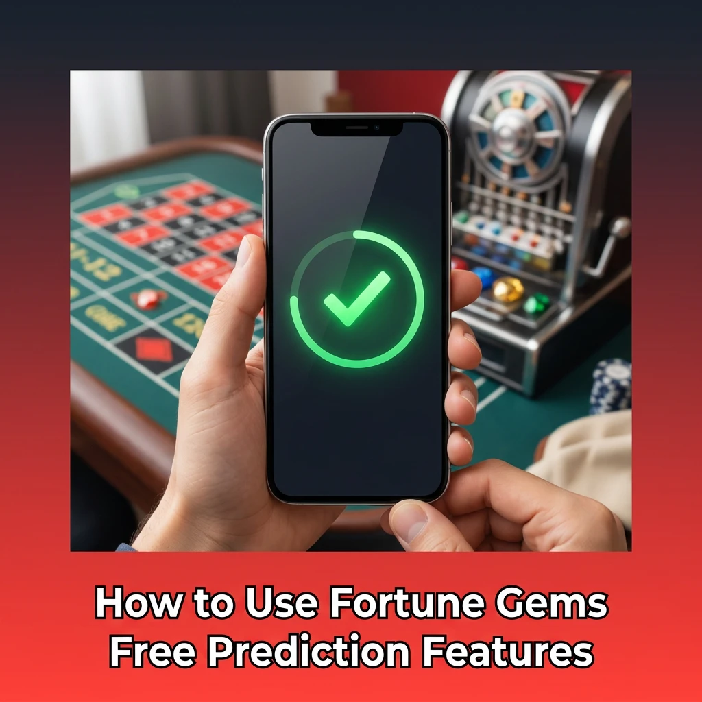 Fortune Gems Predictor app interface showing free trial features, prediction signals, and step-by-step betting setup guide.