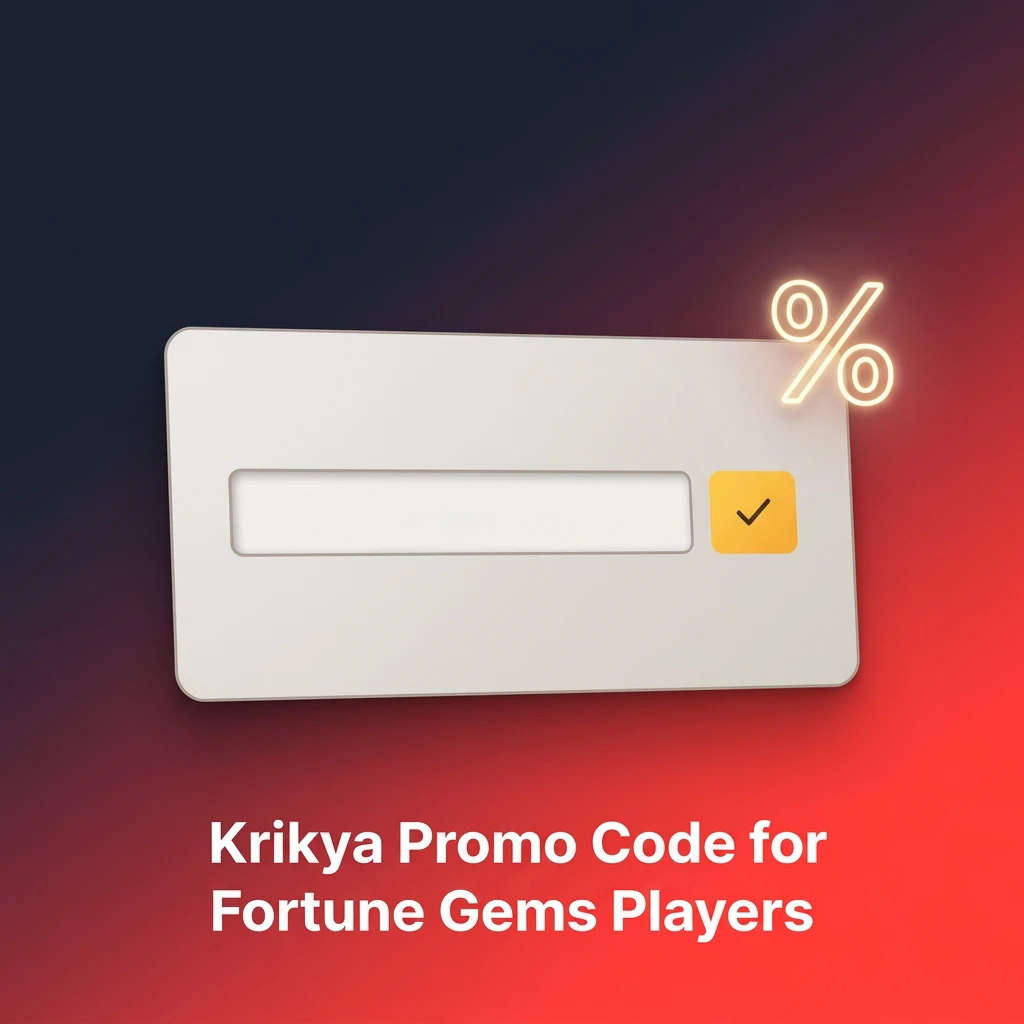 Krikya promo code KRIKYA2024 entry field for Fortune Gems players during registration signup