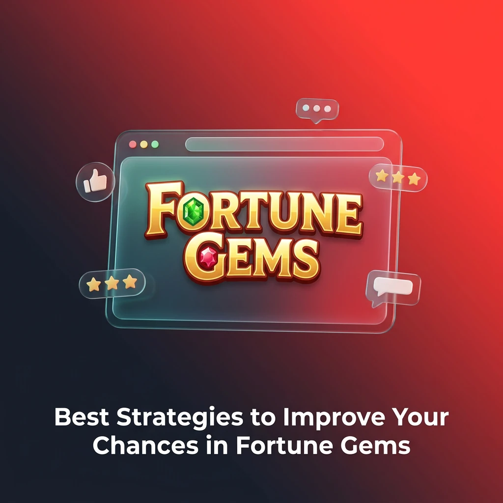 Slot machine with glowing gems and strategy tips for smart gameplay in Fortune Gems