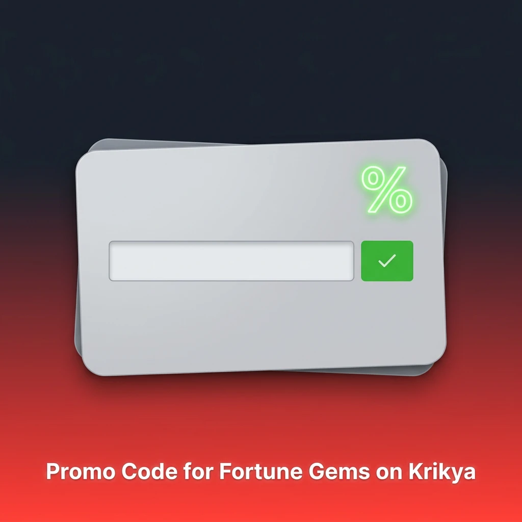 Krikya Fortune Gems promo code KRIKYA2026 entry field shown in app registration or account profile section.
