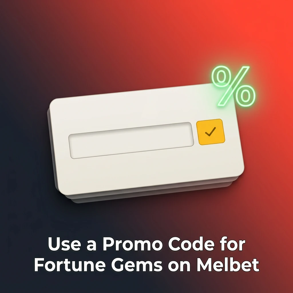 Melbet app showing promo code MBSPORT entry field for Fortune Gems bonus on first deposit registration screen
