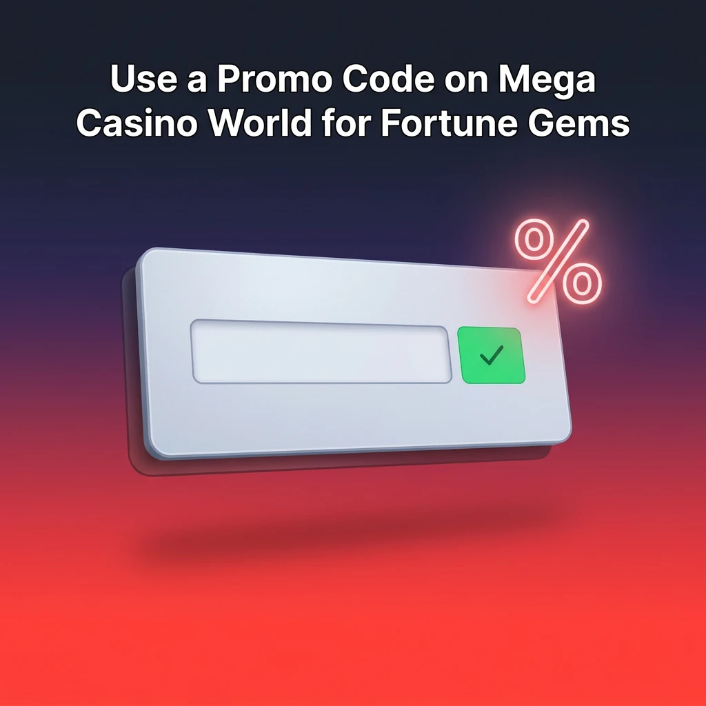 Mega Casino World registration form with promo code field highlighted for entering MCW2026 to unlock Fortune Gems bonus