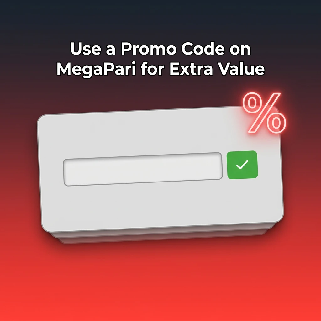 Entering promo code MPGEMS in MegaPari registration form to receive bonus credits in the designated promo code field.