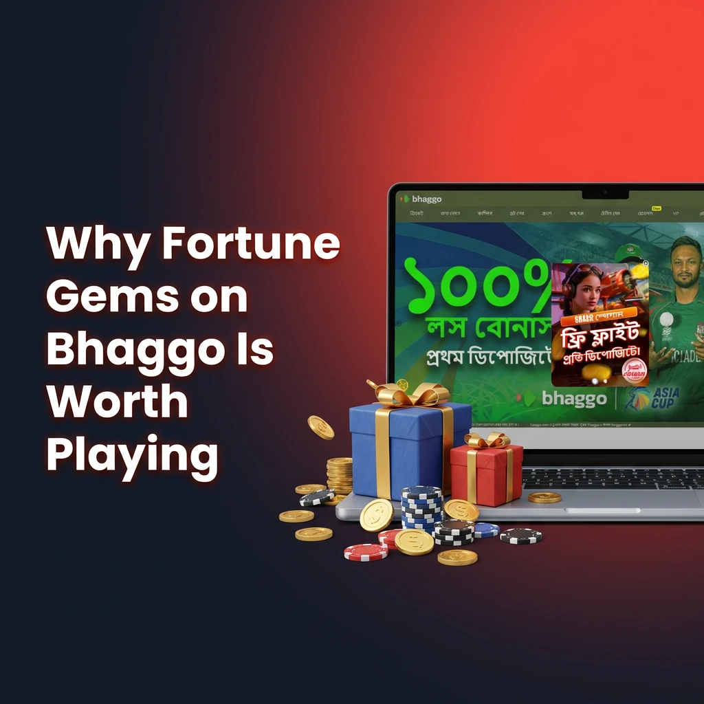 Bhaggo platform showing Fortune Gems slot features including RTP, live stats, and local payment options for Bangladesh players