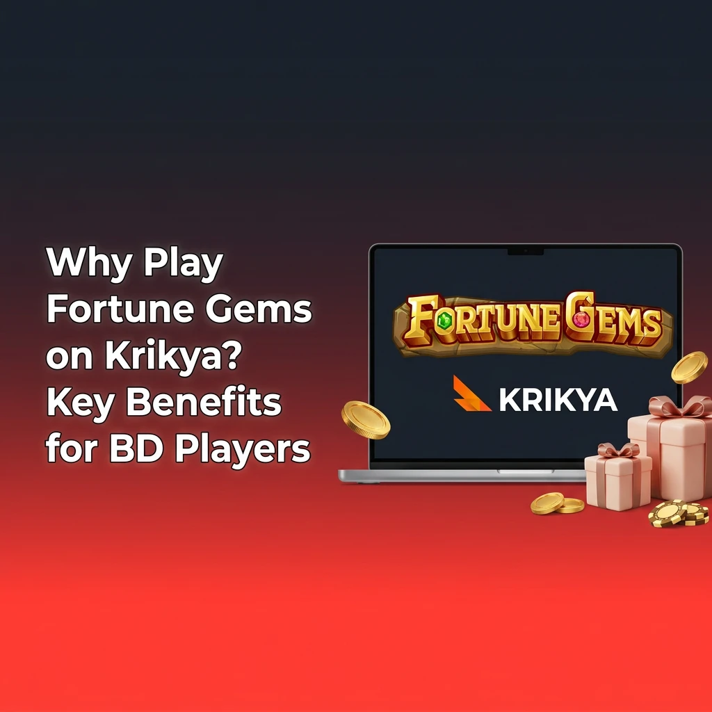 Fortune Gems slot on Krikya platform showing high RTP, mobile play, and bKash payment options for Bangladesh players